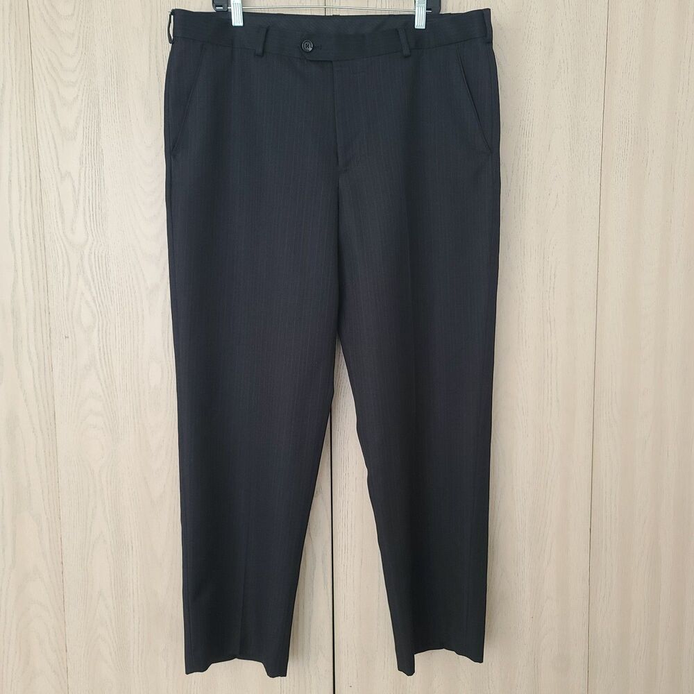 IZOD Men’s Black Beige Pinstripe Dress Pants 38x30